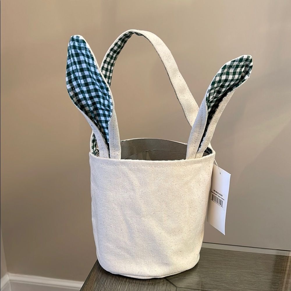 Buckhead Betties Bunny Bag with Green Gingham Canvas Easter Basket NWT